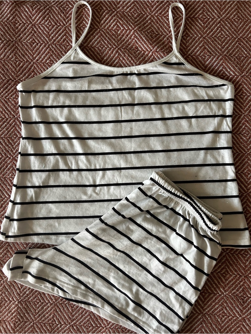 Striped White & Black Cami Set